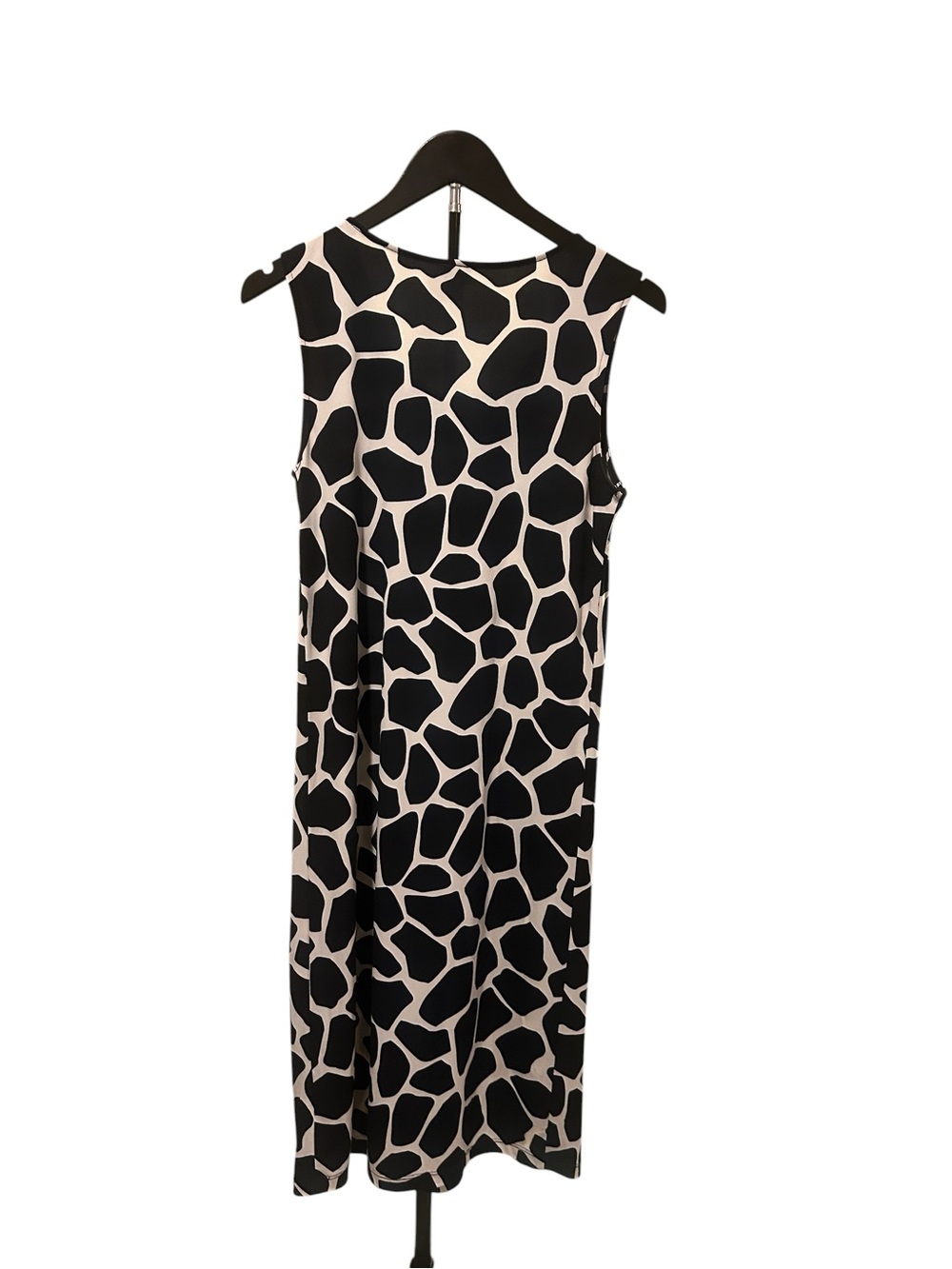 Rafaella Black and Cream Sleeveless Midi Dress